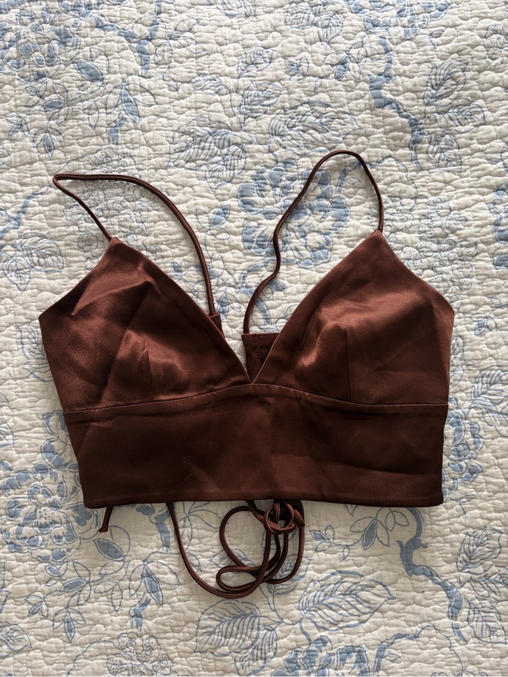 Zara Women’s Chocolate Brown Lace-Up Bralette Top